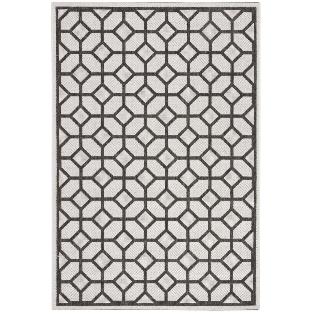 SAFAVIEH Outdoor LND127A Linden Light Grey / Charcoal Rug Image 1