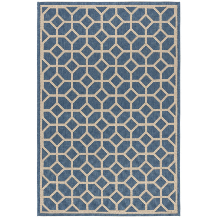 SAFAVIEH Outdoor LND127M Linden Collection Blue / Creme Rug Image 10