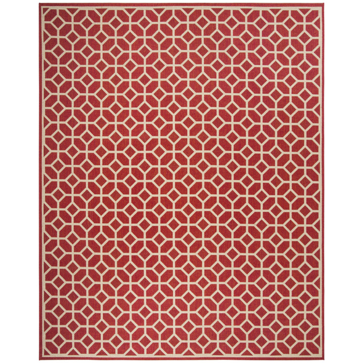 SAFAVIEH Outdoor LND127Q Linden Collection Red / Creme Rug Image 4