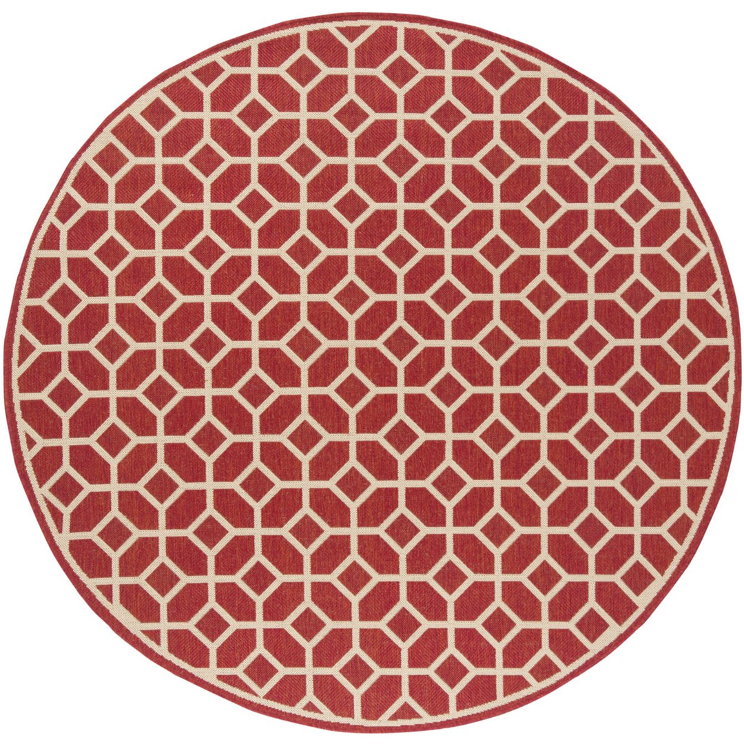 SAFAVIEH Outdoor LND127Q Linden Collection Red / Creme Rug Image 5