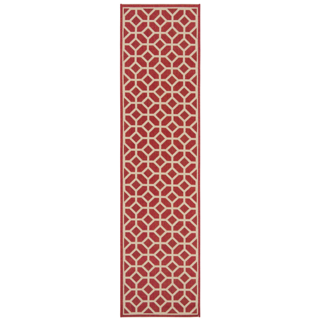 SAFAVIEH Outdoor LND127Q Linden Collection Red / Creme Rug Image 6