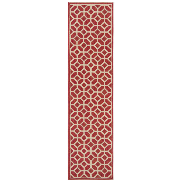 SAFAVIEH Outdoor LND127Q Linden Collection Red / Creme Rug Image 6