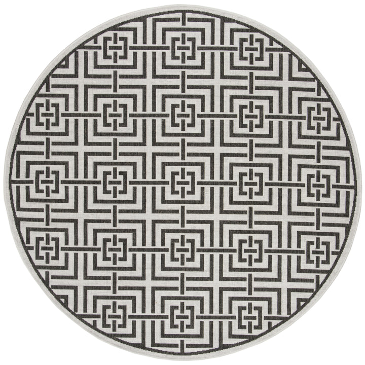 SAFAVIEH Outdoor LND128A Linden Light Grey / Charcoal Rug Image 5