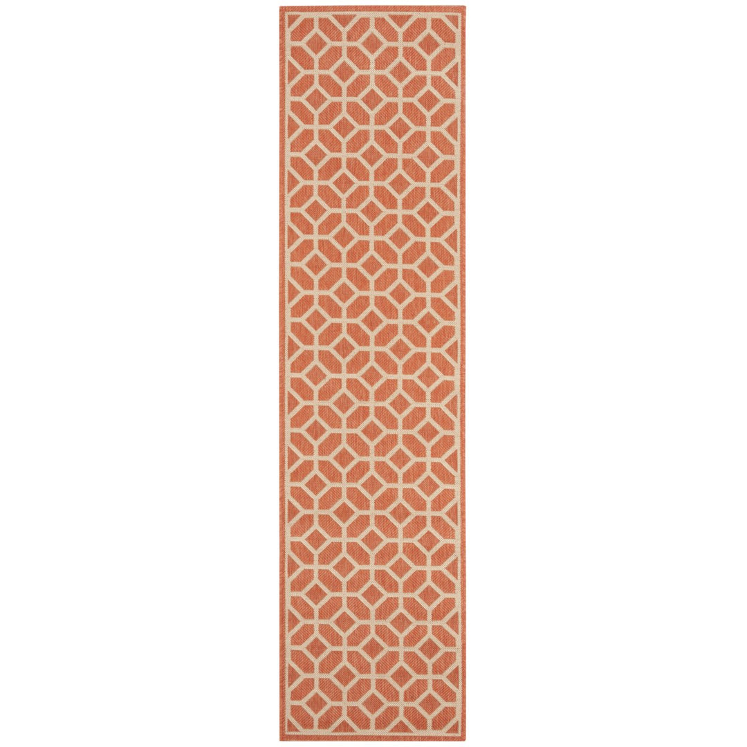 SAFAVIEH Outdoor LND127P Linden Collection Rust / Creme Rug Image 1