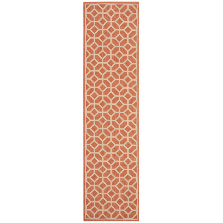 SAFAVIEH Outdoor LND127P Linden Collection Rust / Creme Rug Image 1