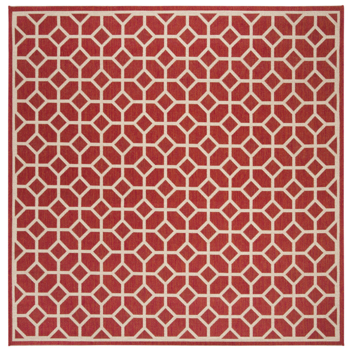 SAFAVIEH Outdoor LND127Q Linden Collection Red / Creme Rug Image 7