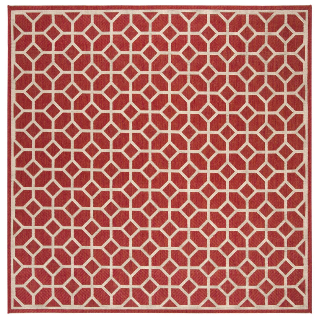 SAFAVIEH Outdoor LND127Q Linden Collection Red / Creme Rug Image 1