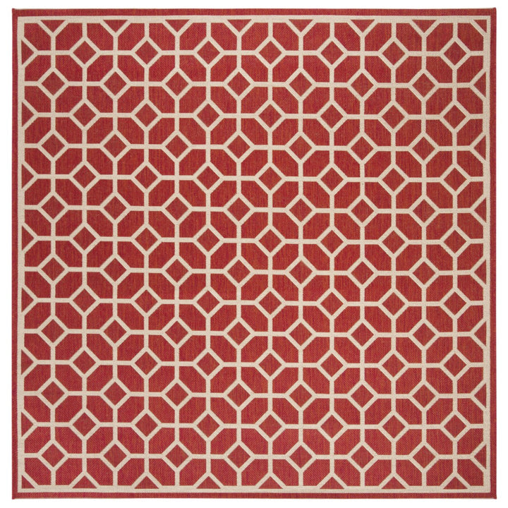 SAFAVIEH Outdoor LND127Q Linden Collection Red / Creme Rug Image 1