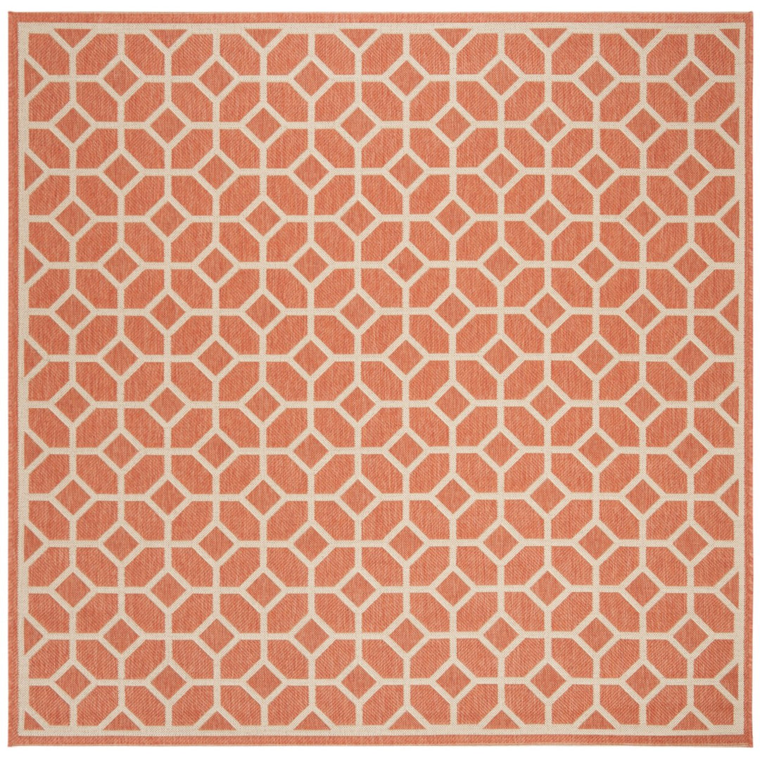 SAFAVIEH Outdoor LND127P Linden Collection Rust / Creme Rug Image 1