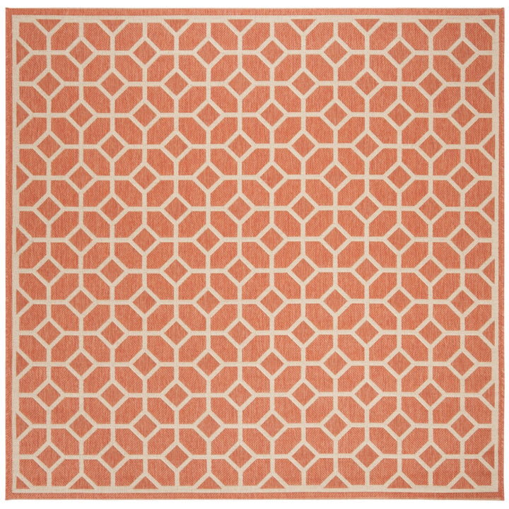 SAFAVIEH Outdoor LND127P Linden Collection Rust / Creme Rug Image 1