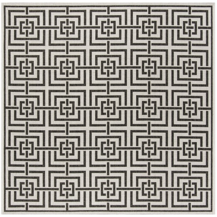 SAFAVIEH Outdoor LND128A Linden Light Grey / Charcoal Rug Image 7