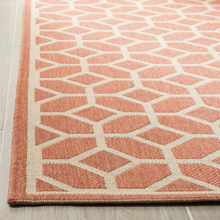 SAFAVIEH Outdoor LND127P Linden Collection Rust / Creme Rug Image 8