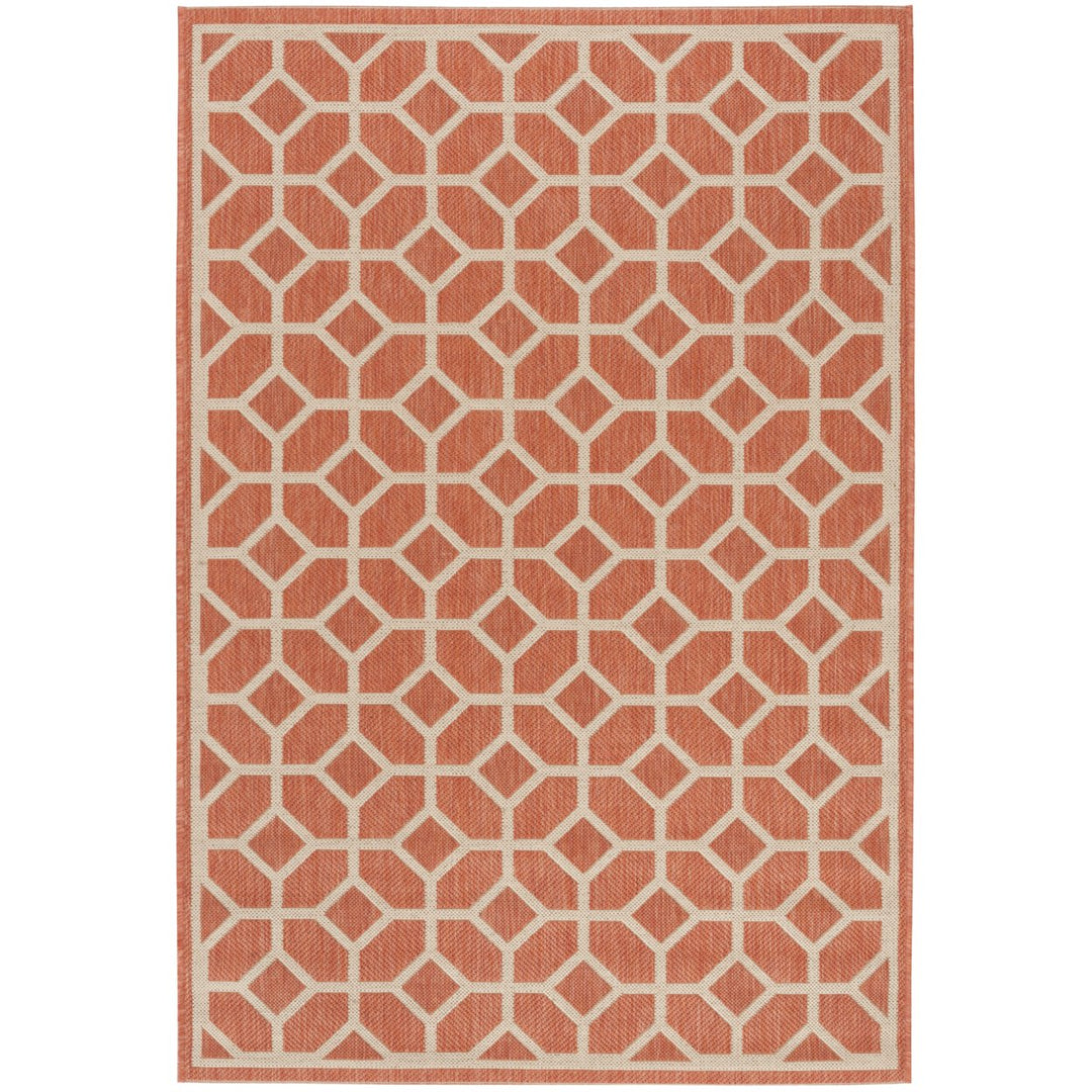 SAFAVIEH Outdoor LND127P Linden Collection Rust / Creme Rug Image 10