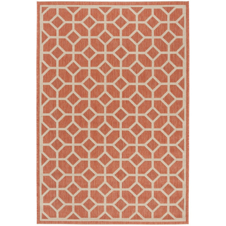 SAFAVIEH Outdoor LND127P Linden Collection Rust / Creme Rug Image 10