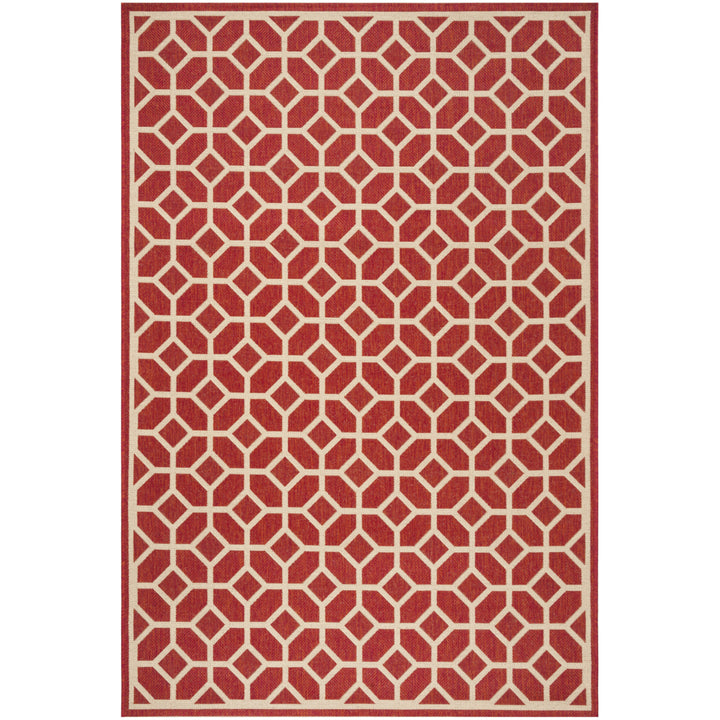 SAFAVIEH Outdoor LND127Q Linden Collection Red / Creme Rug Image 11