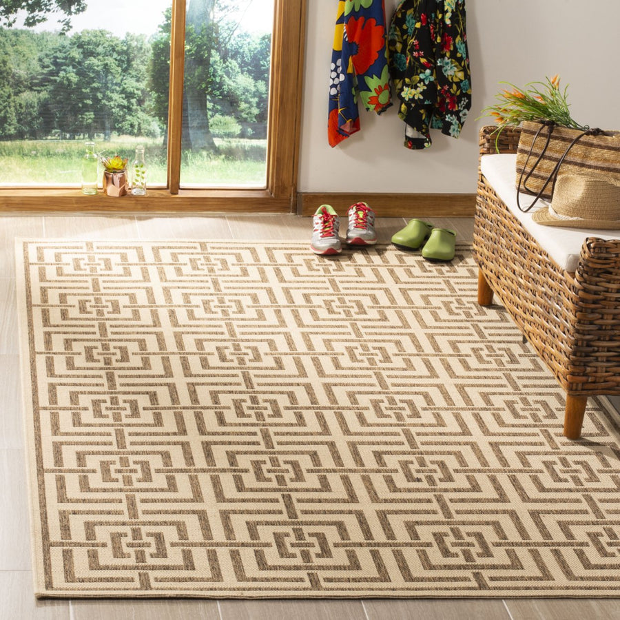 SAFAVIEH Outdoor LND128C Linden Collection Cream / Beige Rug Image 1