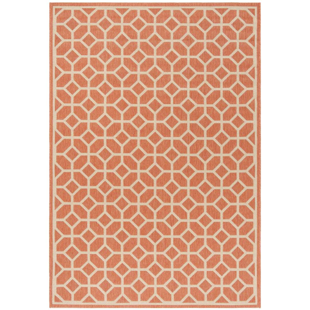 SAFAVIEH Outdoor LND127P Linden Collection Rust / Creme Rug Image 11