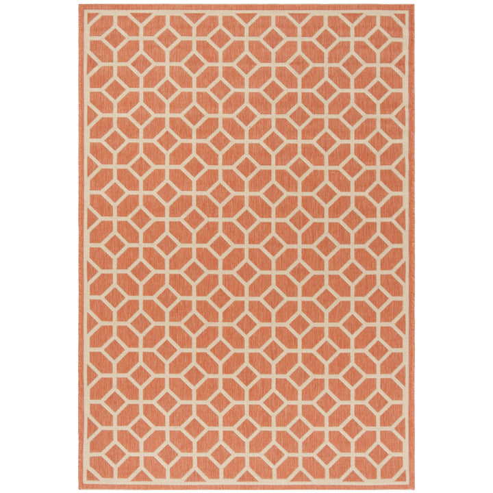 SAFAVIEH Outdoor LND127P Linden Collection Rust / Creme Rug Image 11