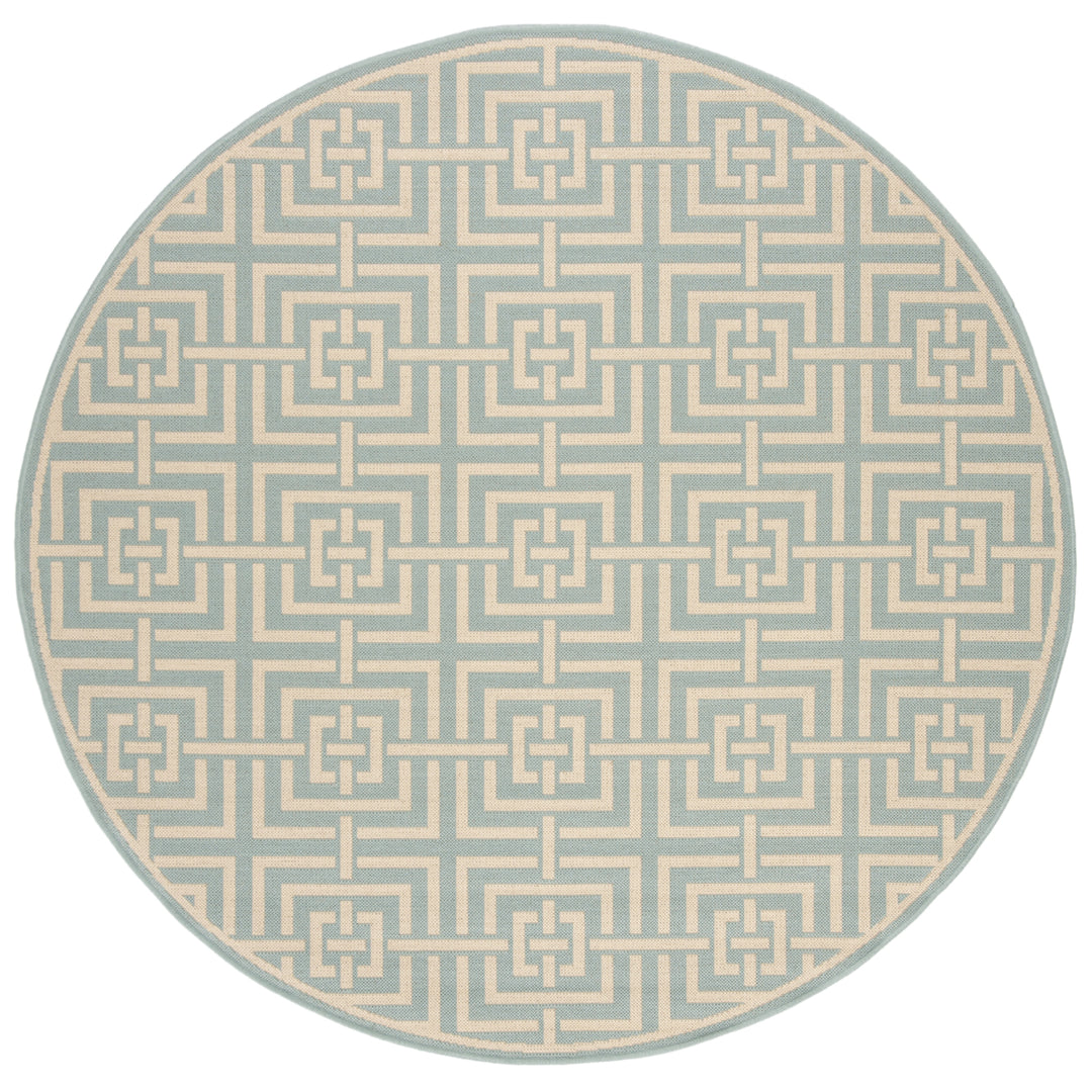 SAFAVIEH Outdoor LND128K Linden Collection Aqua / Cream Rug Image 4