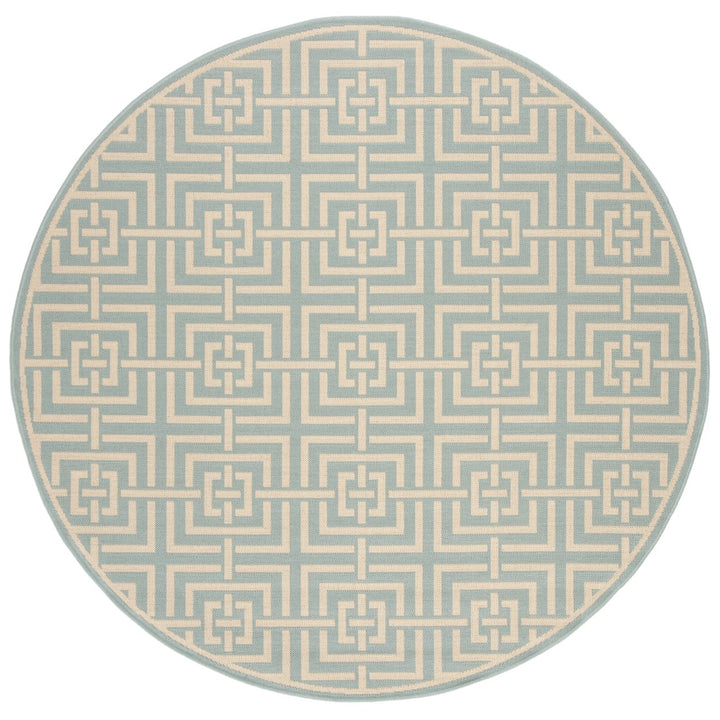 SAFAVIEH Outdoor LND128K Linden Collection Aqua / Cream Rug Image 1