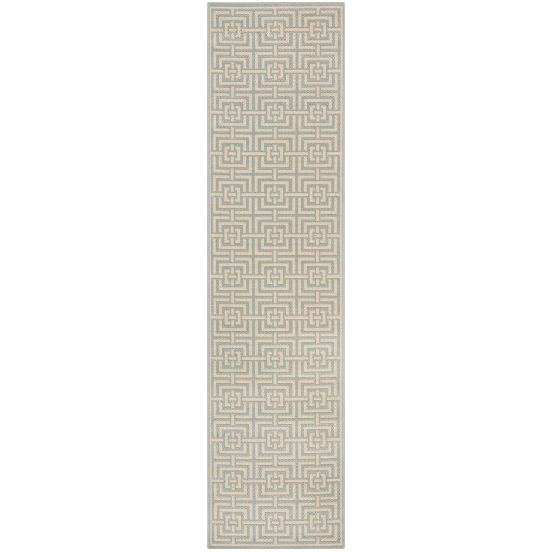 SAFAVIEH Outdoor LND128K Linden Collection Aqua / Cream Rug Image 5