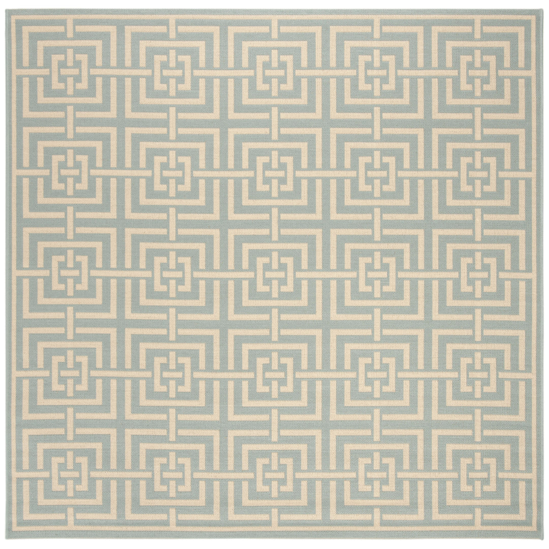 SAFAVIEH Outdoor LND128K Linden Collection Aqua / Cream Rug Image 6