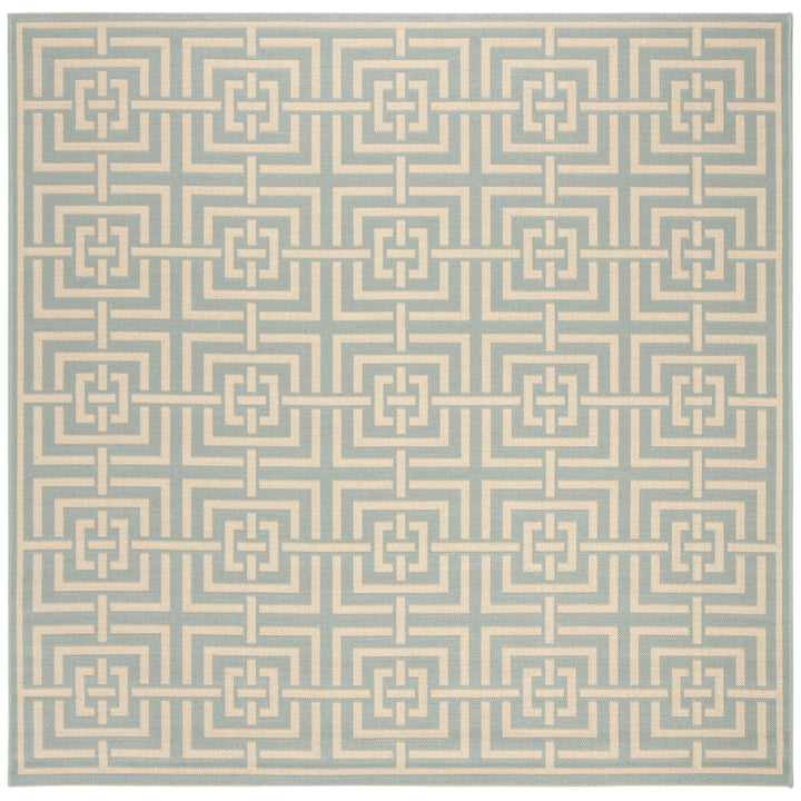 SAFAVIEH Outdoor LND128K Linden Collection Aqua / Cream Rug Image 6