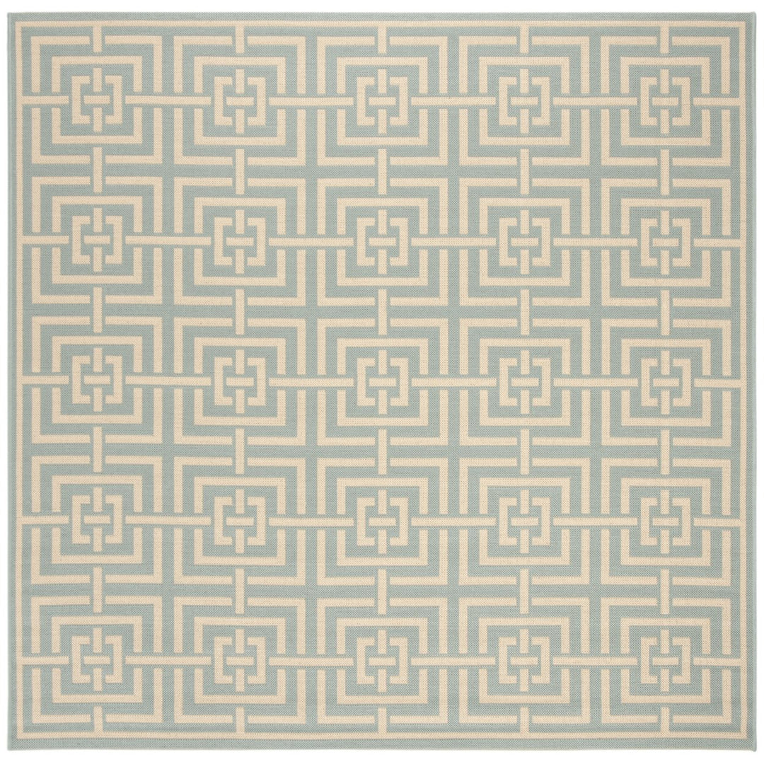 SAFAVIEH Outdoor LND128K Linden Collection Aqua / Cream Rug Image 1