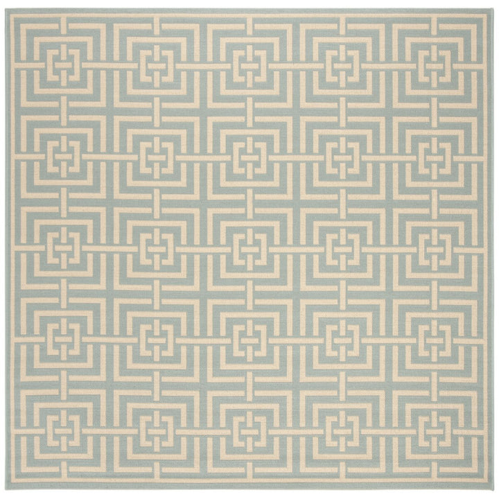 SAFAVIEH Outdoor LND128K Linden Collection Aqua / Cream Rug Image 1