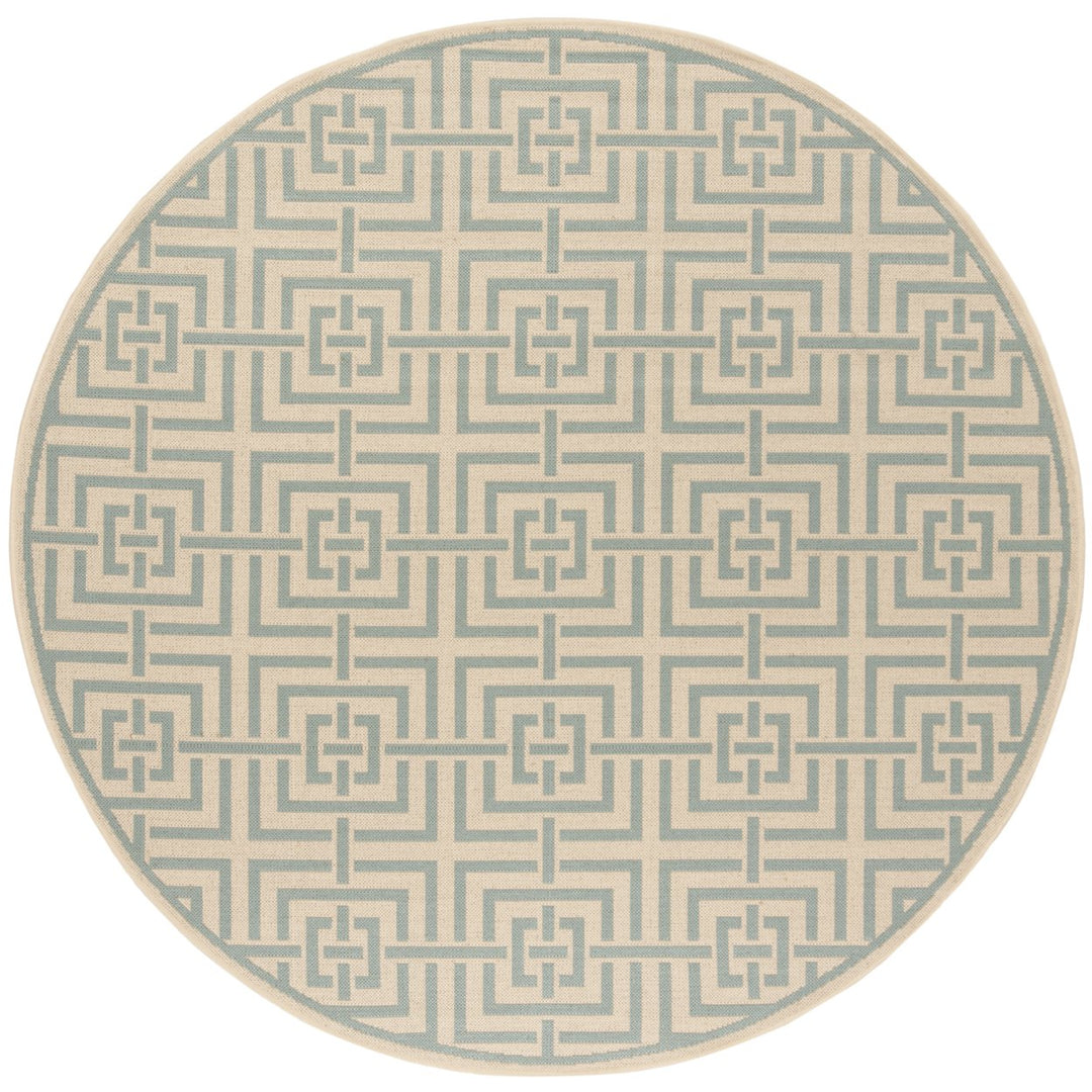 SAFAVIEH Outdoor LND128L Linden Collection Cream / Aqua Rug Image 1