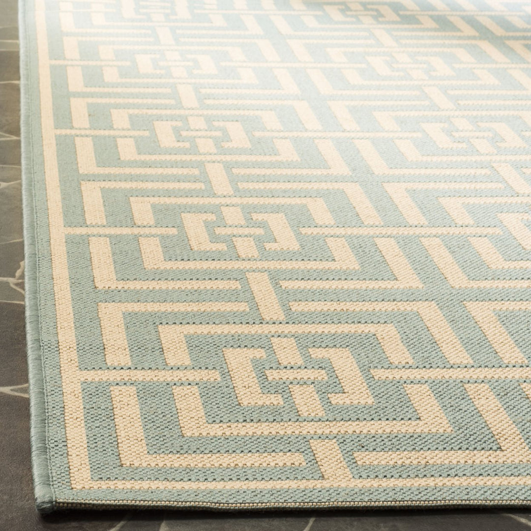 SAFAVIEH Outdoor LND128K Linden Collection Aqua / Cream Rug Image 7