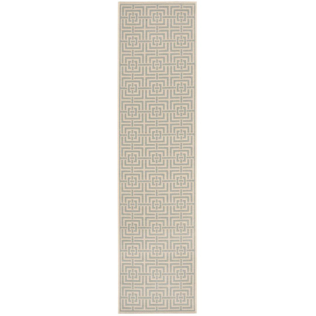 SAFAVIEH Outdoor LND128L Linden Collection Cream / Aqua Rug Image 6