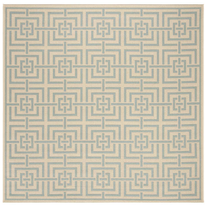 SAFAVIEH Outdoor LND128L Linden Collection Cream / Aqua Rug Image 7