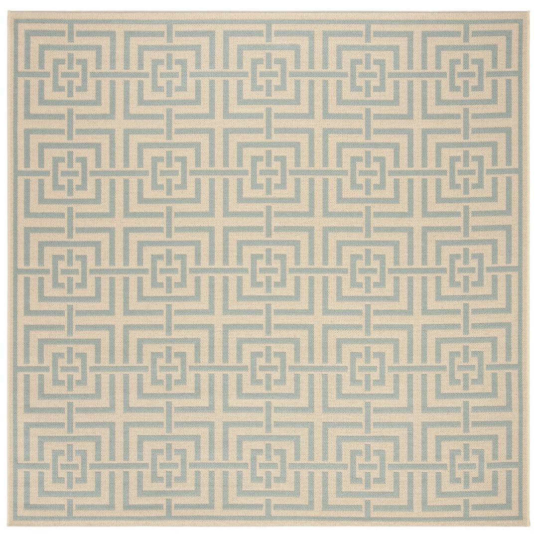 SAFAVIEH Outdoor LND128L Linden Collection Cream / Aqua Rug Image 1