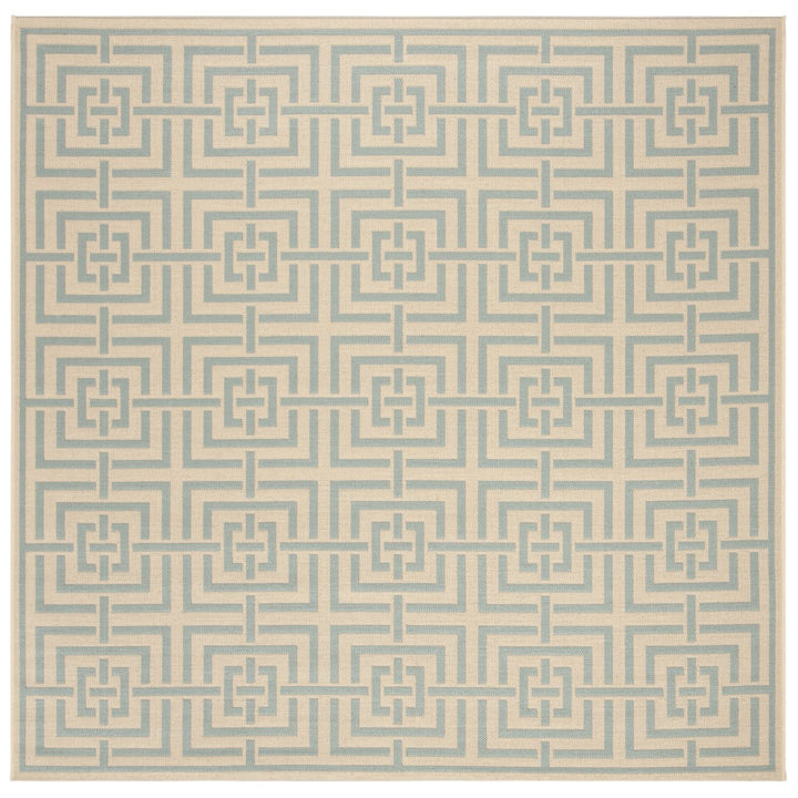 SAFAVIEH Outdoor LND128L Linden Collection Cream / Aqua Rug Image 1