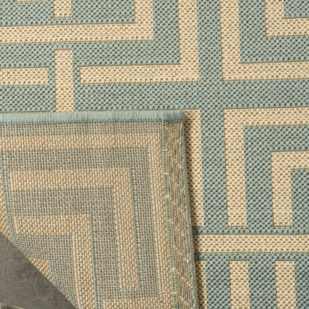 SAFAVIEH Outdoor LND128K Linden Collection Aqua / Cream Rug Image 8