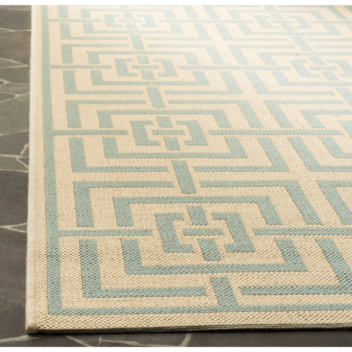 SAFAVIEH Outdoor LND128L Linden Collection Cream / Aqua Rug Image 8