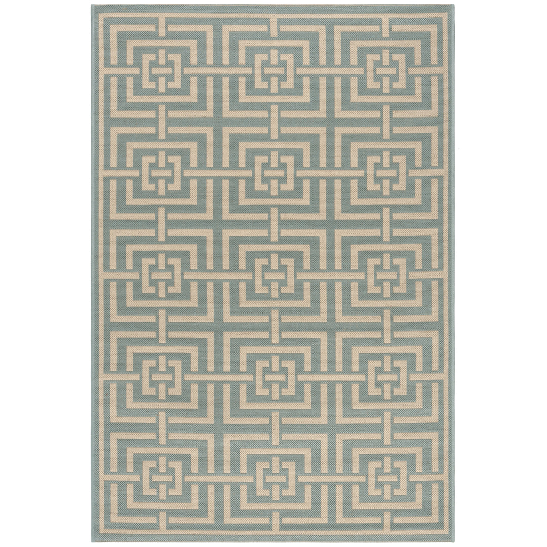 SAFAVIEH Outdoor LND128K Linden Collection Aqua / Cream Rug Image 9