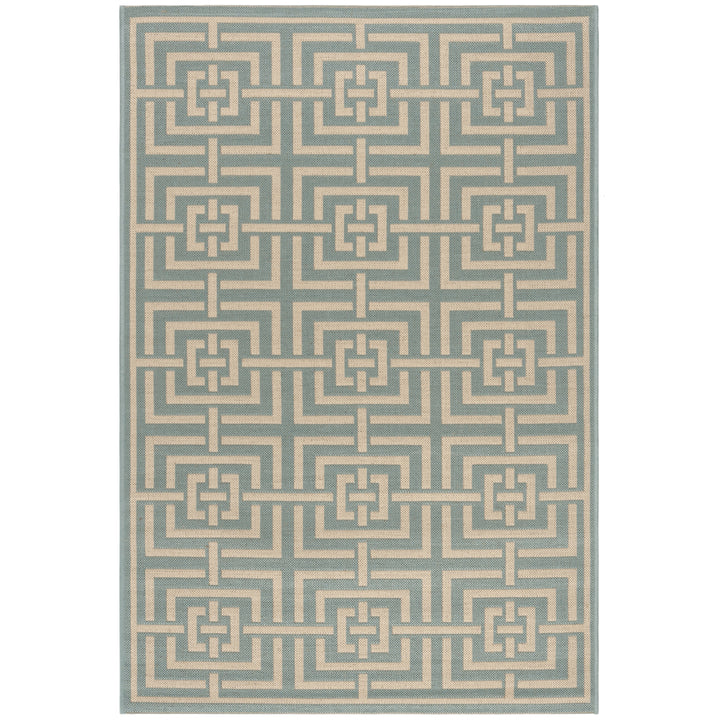 SAFAVIEH Outdoor LND128K Linden Collection Aqua / Cream Rug Image 9