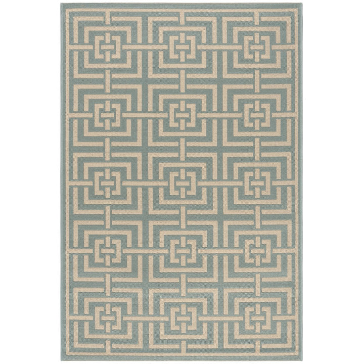 SAFAVIEH Outdoor LND128K Linden Collection Aqua / Cream Rug Image 1