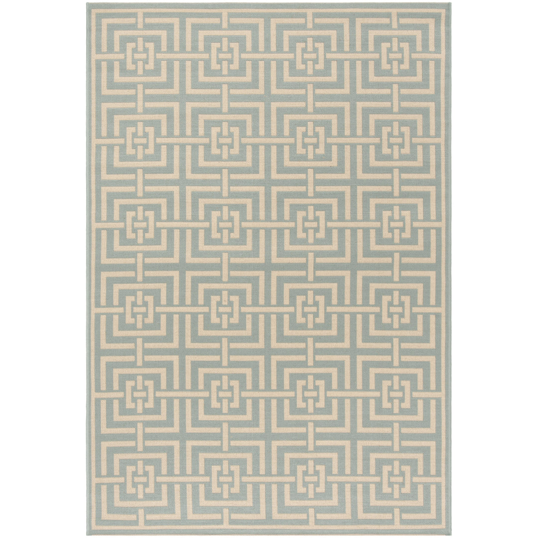 SAFAVIEH Outdoor LND128K Linden Collection Aqua / Cream Rug Image 1