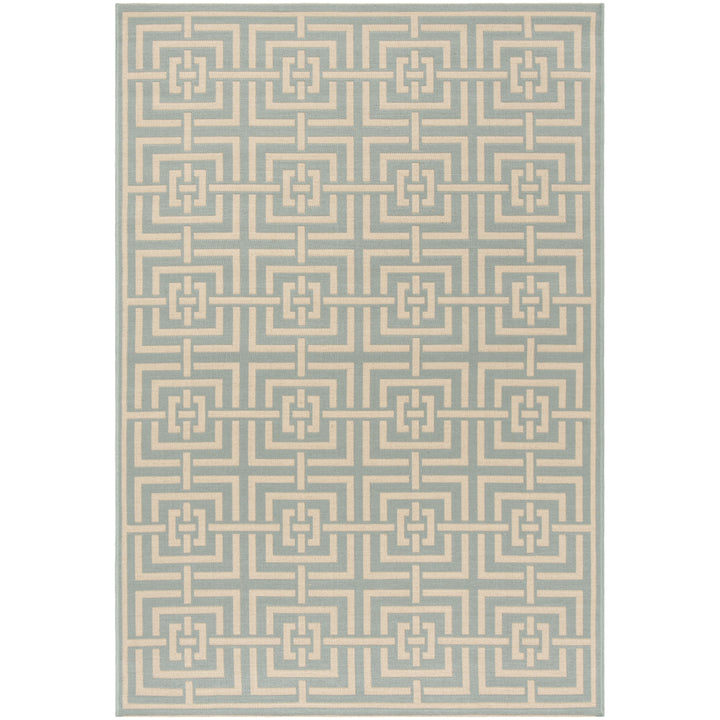 SAFAVIEH Outdoor LND128K Linden Collection Aqua / Cream Rug Image 1