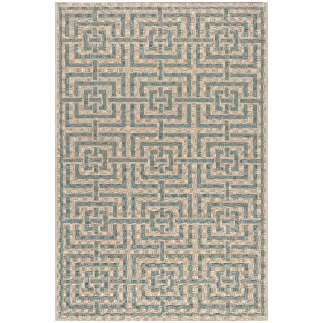 SAFAVIEH Outdoor LND128L Linden Collection Cream / Aqua Rug Image 10