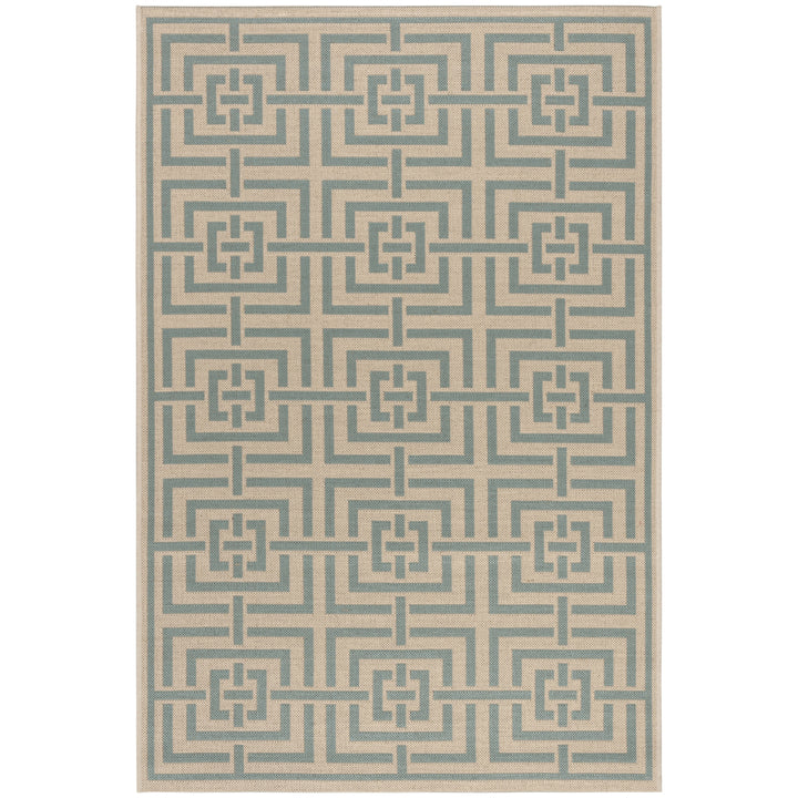 SAFAVIEH Outdoor LND128L Linden Collection Cream / Aqua Rug Image 10