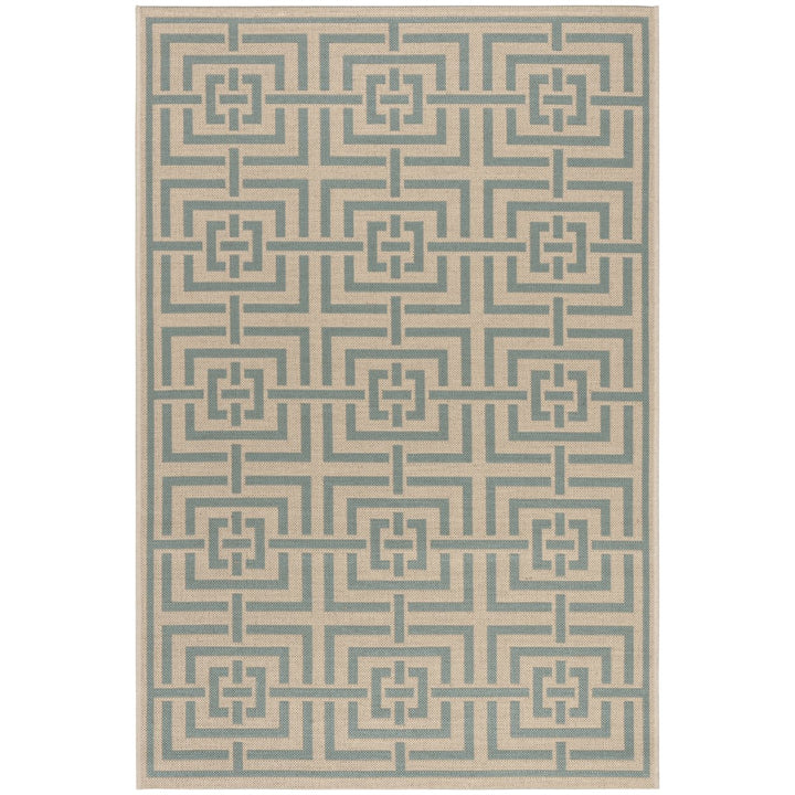 SAFAVIEH Outdoor LND128L Linden Collection Cream / Aqua Rug Image 1