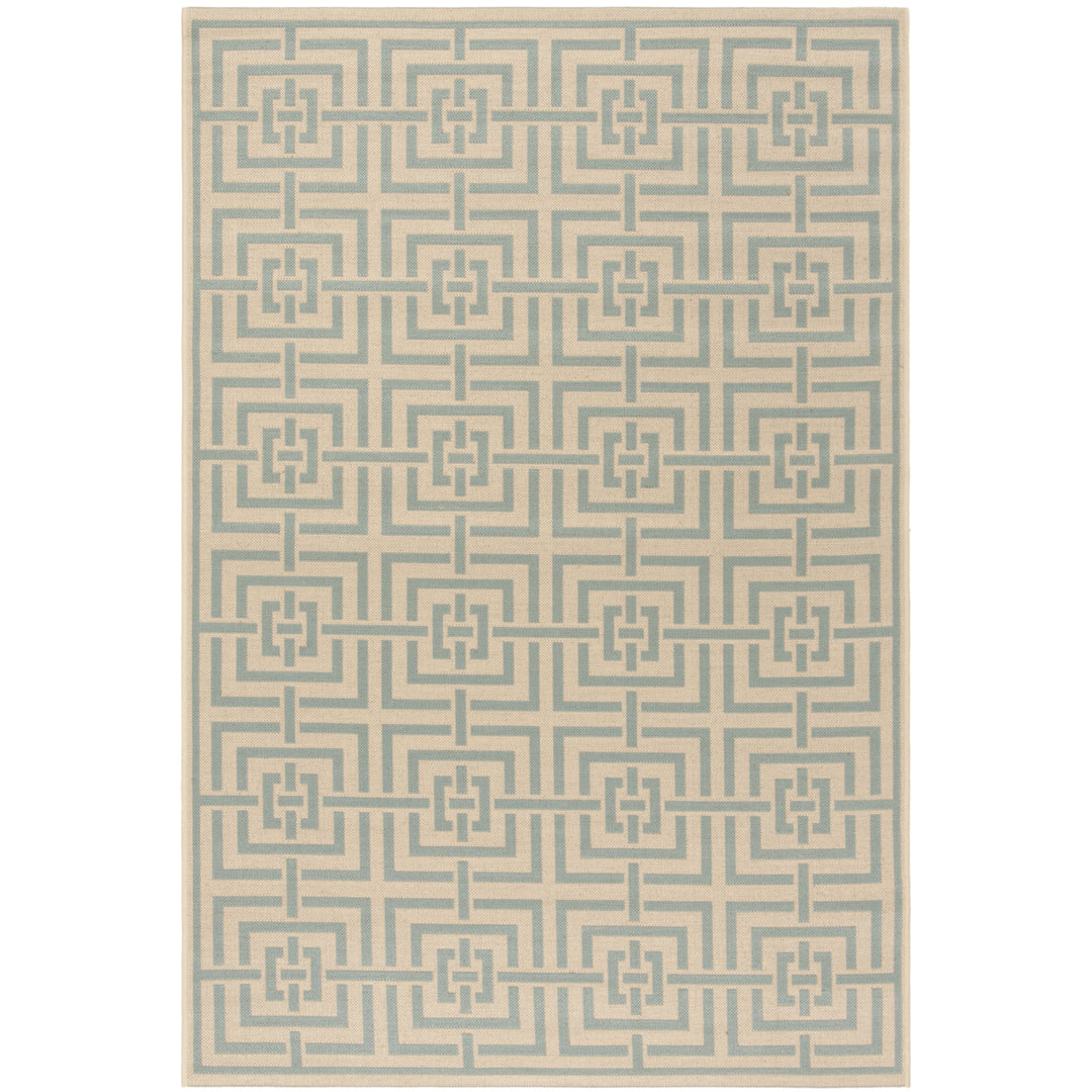 SAFAVIEH Outdoor LND128L Linden Collection Cream / Aqua Rug Image 11