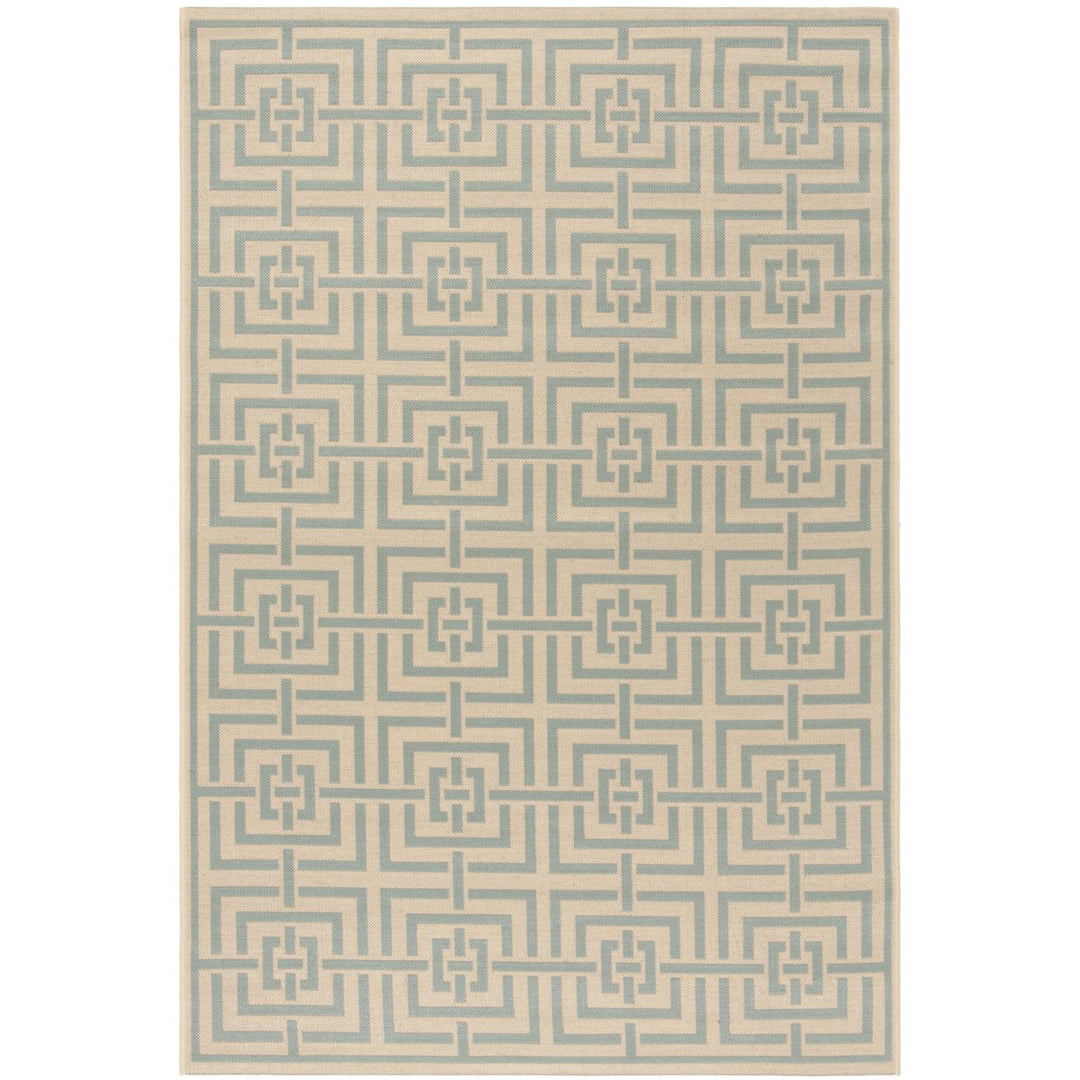 SAFAVIEH Outdoor LND128L Linden Collection Cream / Aqua Rug Image 1