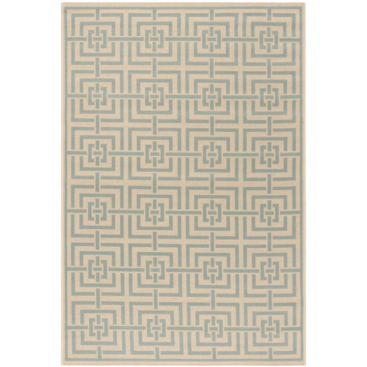 SAFAVIEH Outdoor LND128L Linden Collection Cream / Aqua Rug Image 1