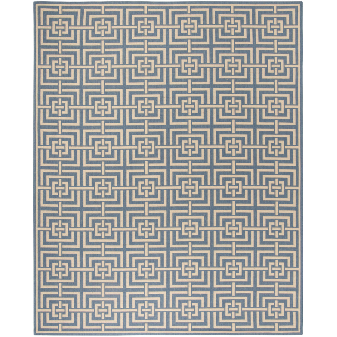 SAFAVIEH Outdoor LND128M Linden Collection Blue / Creme Rug Image 4