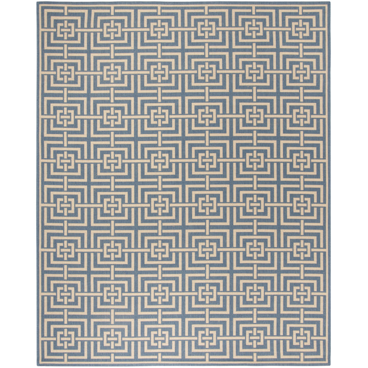 SAFAVIEH Outdoor LND128M Linden Collection Blue / Creme Rug Image 4